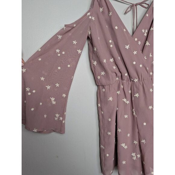 4Si3NNA mauve embroidered stars romper Small - Picture 3 of 8